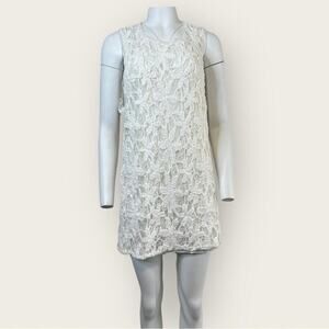 NWT | Krisa | Floral Embroidered Lace Sleeveless Mini Dress | White | Medium